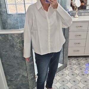 NWOT White Collared Blouse w/French Split Cuffs